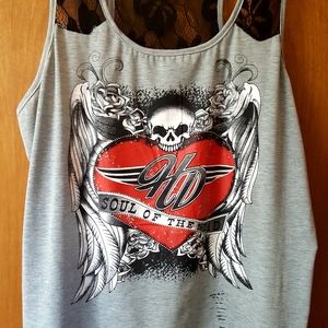 Ladies lacey HD heart tank top